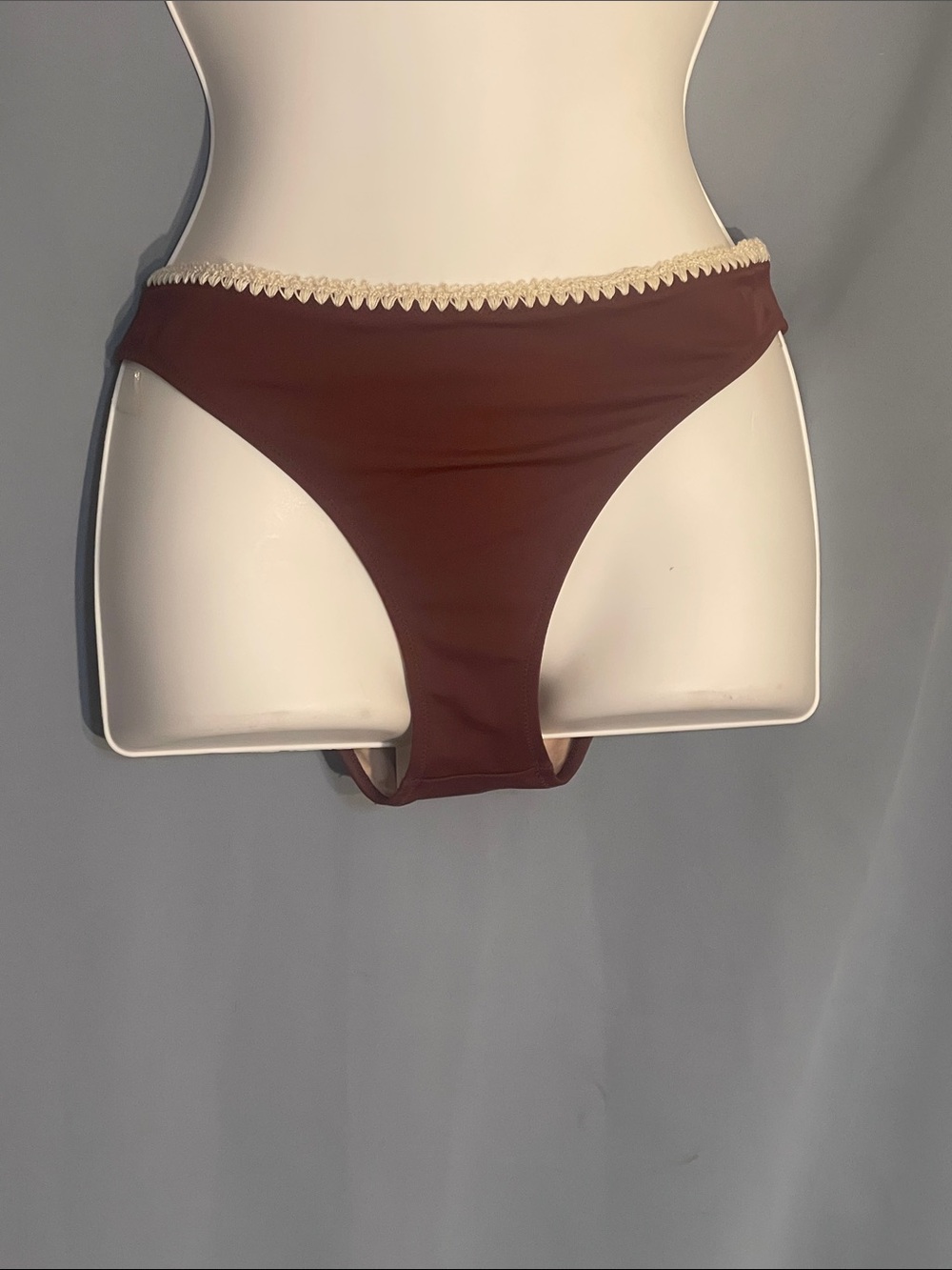 Shade & Shore Brown Bikini Bottom with Cream Trim